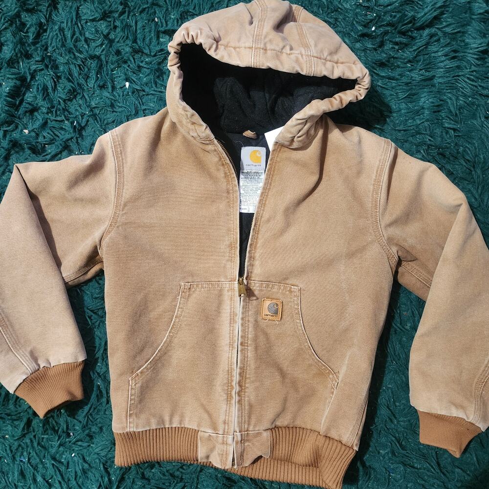 Carhartt Tan Hooded Active Jacket Youth 10-12